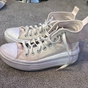 Converse Women's White and Pink High-Top Sneakers